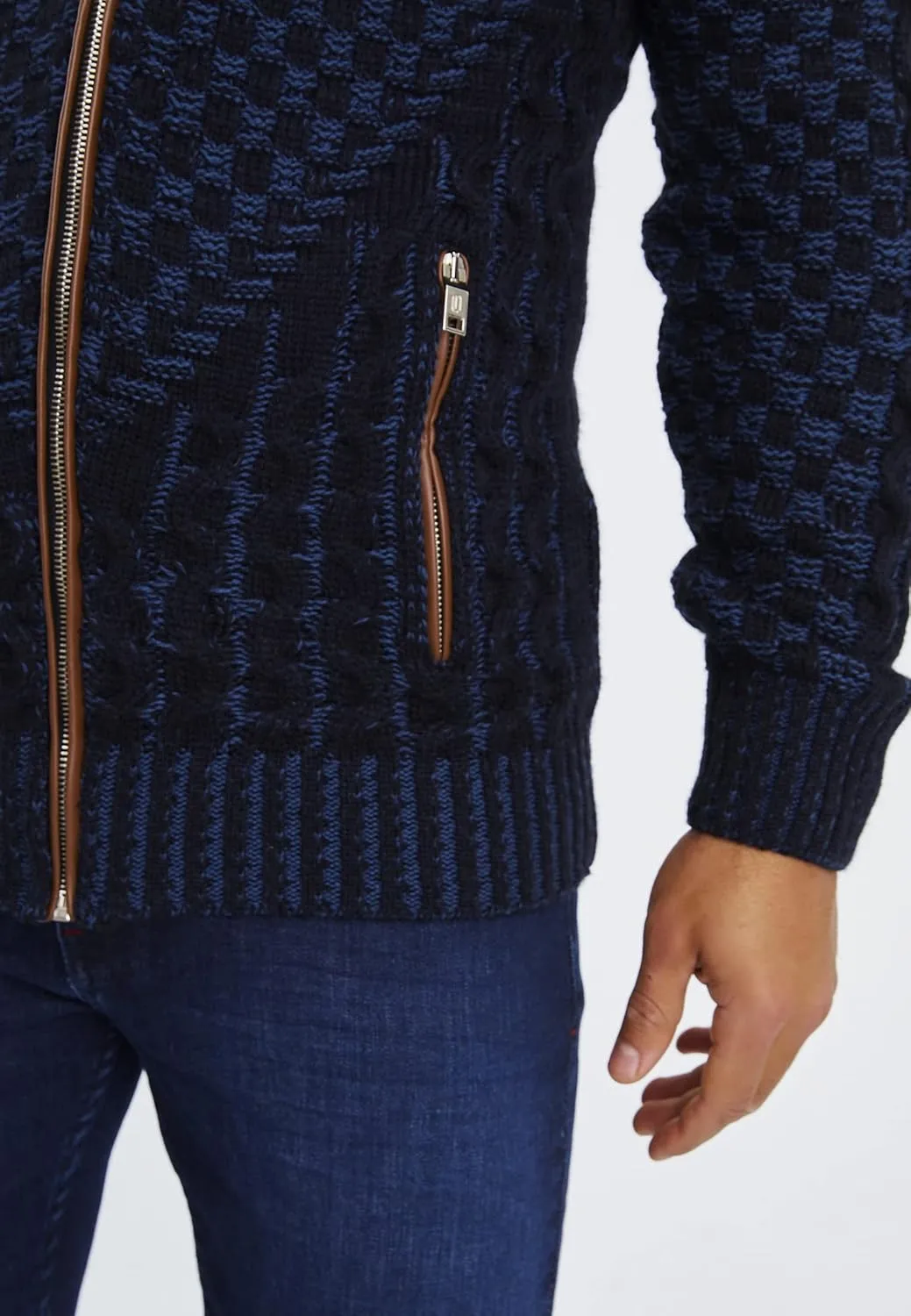 Leif Nelson Men's Knitted Jacket Turtleneck Cardigan Winter Pullover Hoodies Casual Sweaters Jumper LN5340