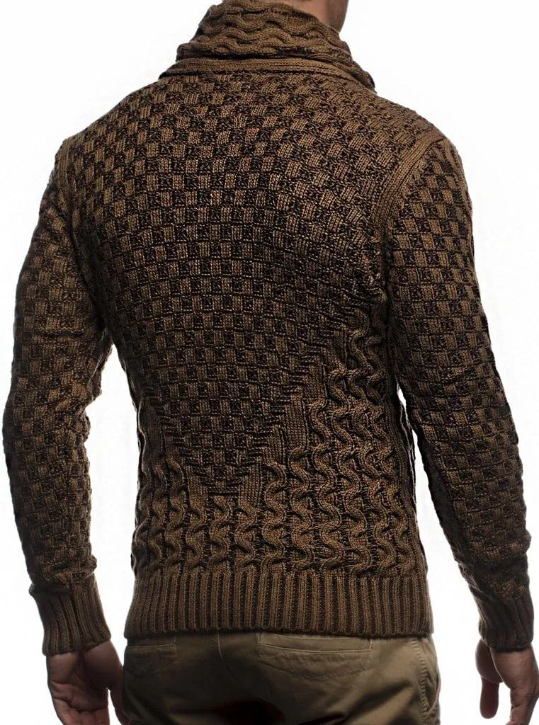 Leif Nelson Men's Knitted Jacket Turtleneck Cardigan Winter Pullover Hoodies Casual Sweaters Jumper LN5340