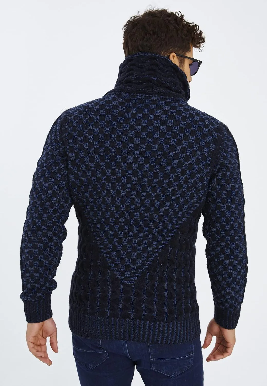 Leif Nelson Men's Knitted Jacket Turtleneck Cardigan Winter Pullover Hoodies Casual Sweaters Jumper LN5340