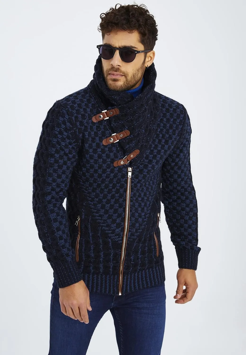 Leif Nelson Men's Knitted Jacket Turtleneck Cardigan Winter Pullover Hoodies Casual Sweaters Jumper LN5340