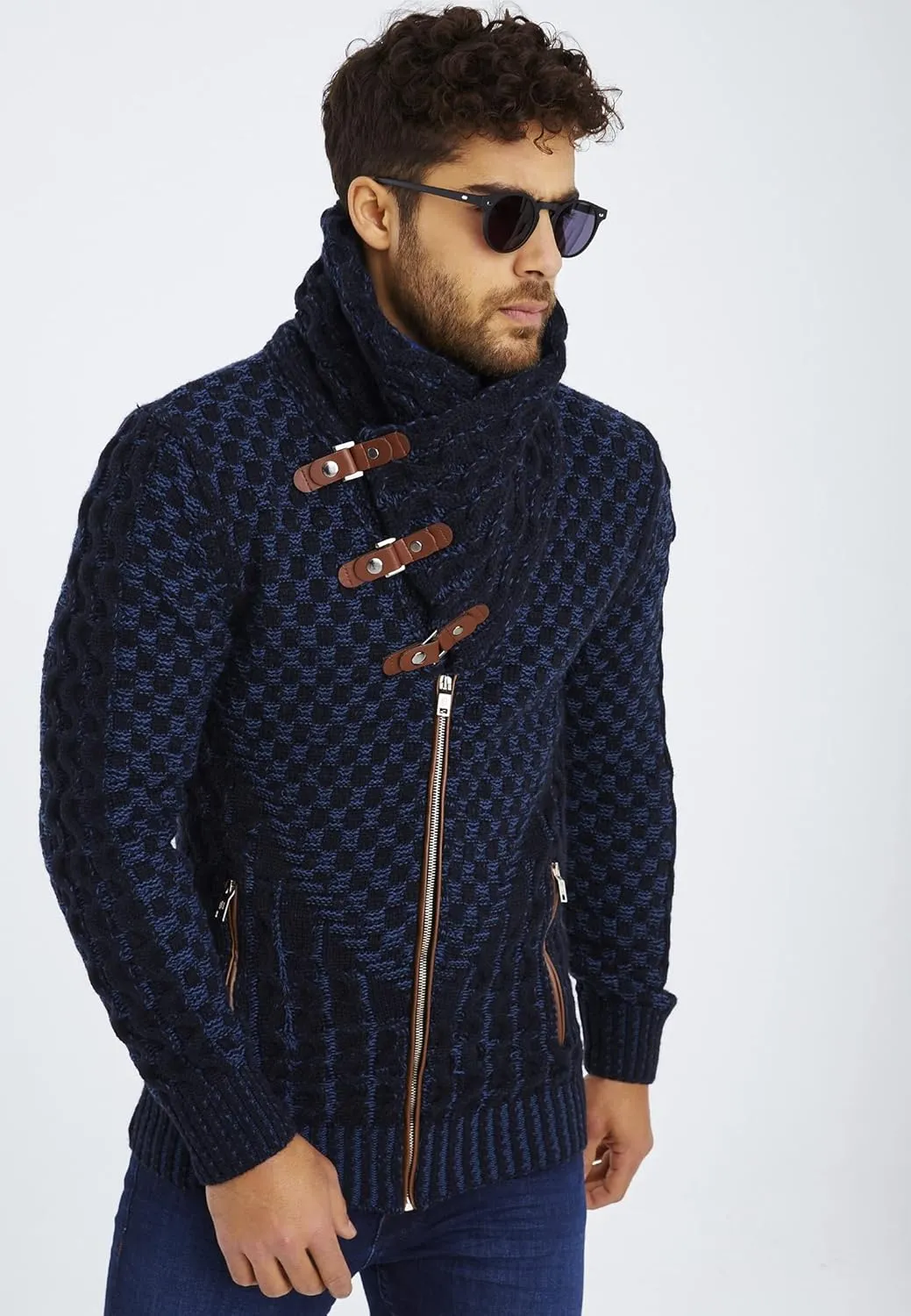 Leif Nelson Men's Knitted Jacket Turtleneck Cardigan Winter Pullover Hoodies Casual Sweaters Jumper LN5340