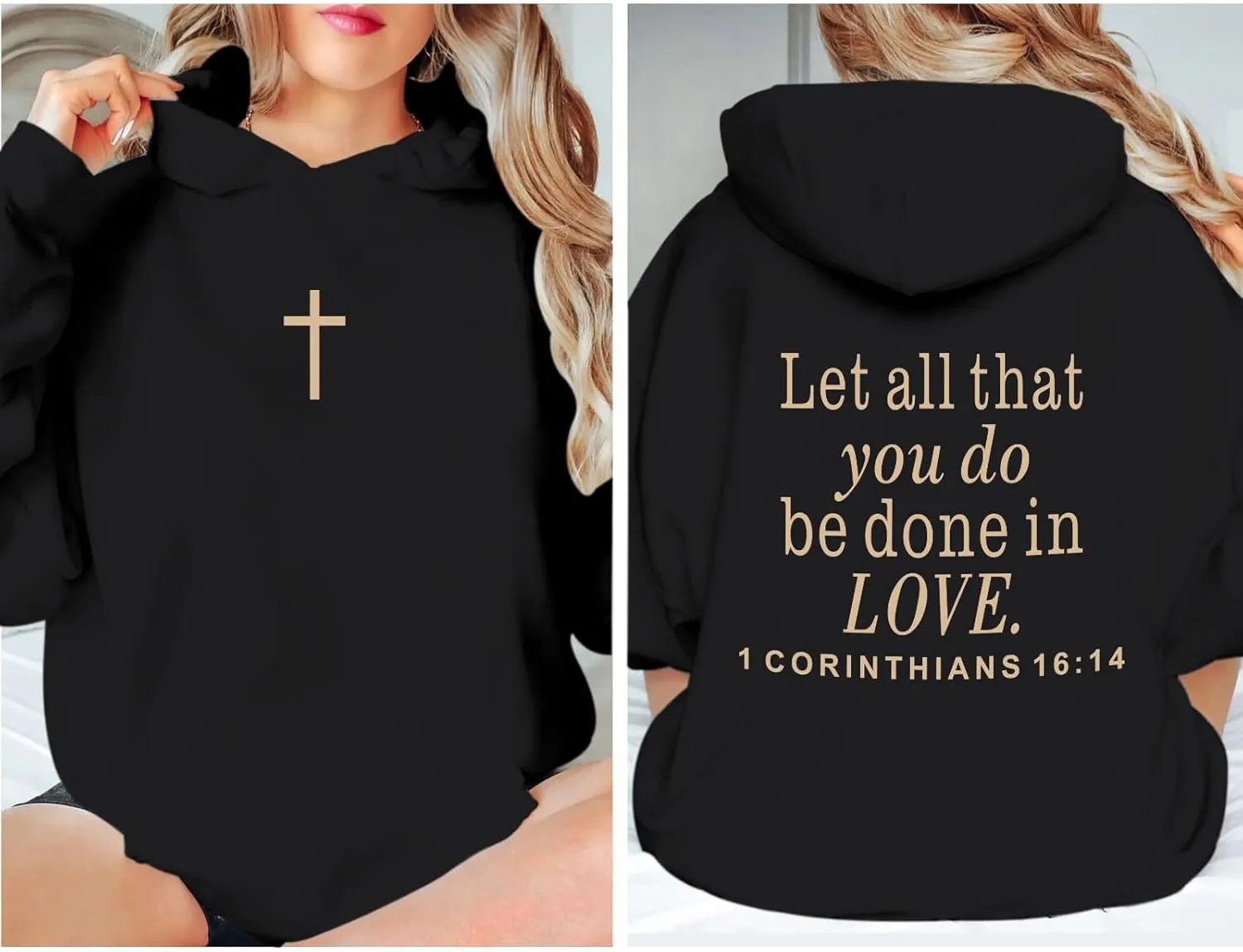 Let All That You Do Be Done in Love Hoodie for Women Christian Faith Sweatshirt Bible Verse Religious Pullover Tops