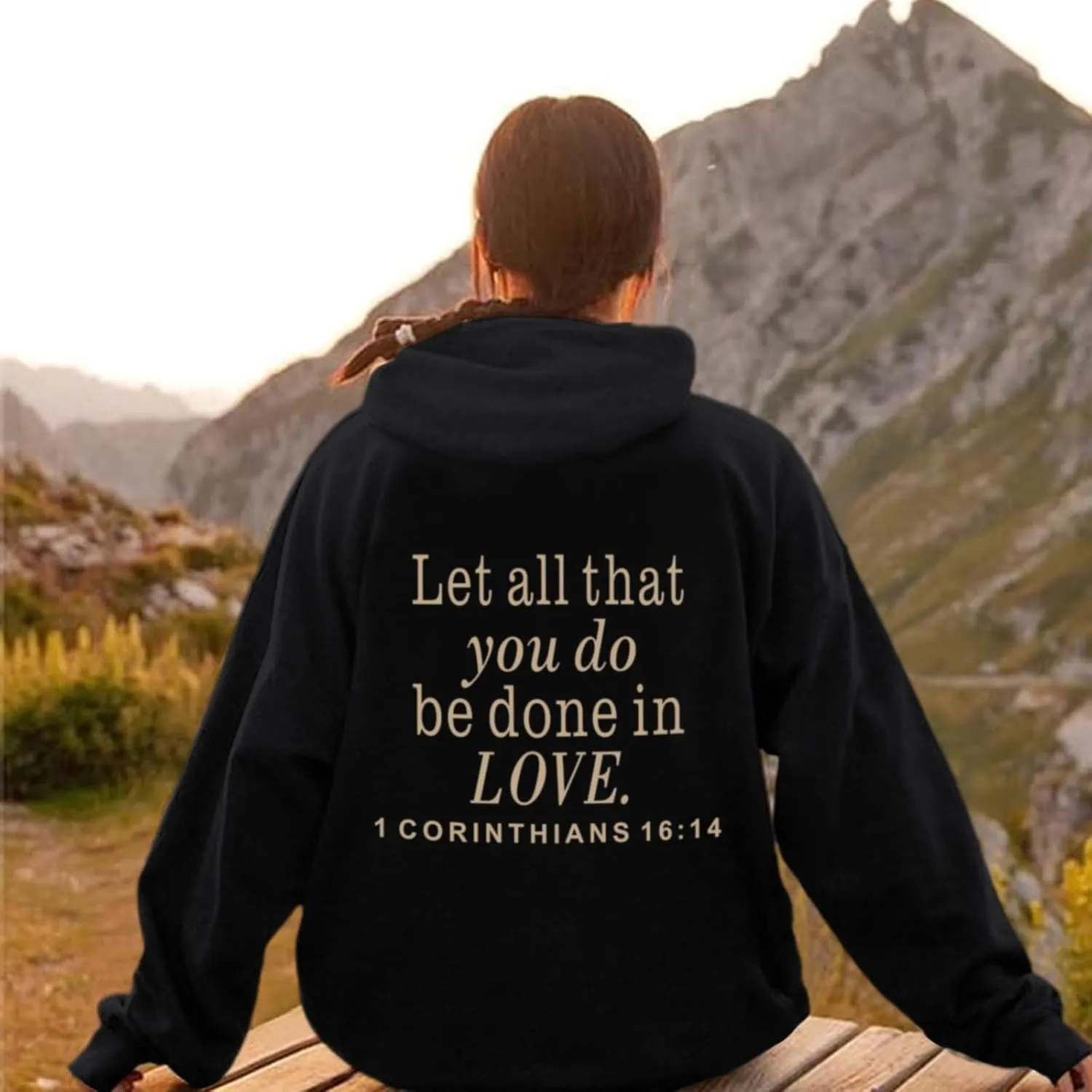 Let All That You Do Be Done in Love Hoodie for Women Christian Faith Sweatshirt Bible Verse Religious Pullover Tops