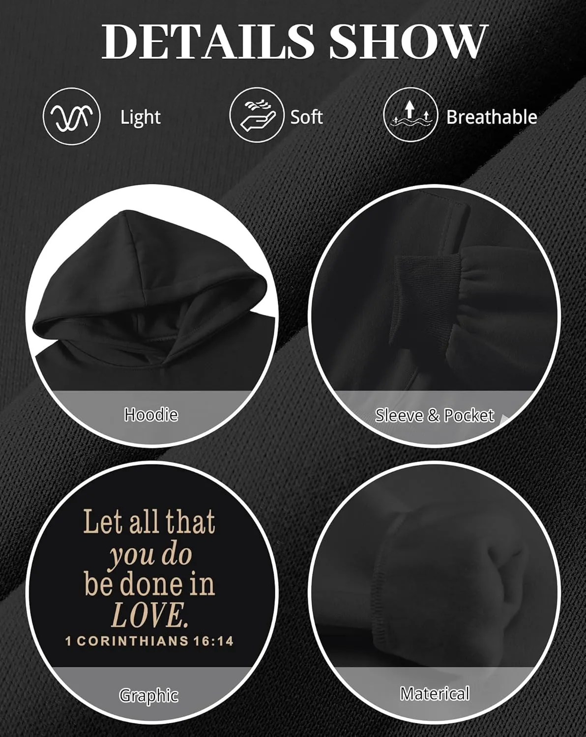 Let All That You Do Be Done in Love Hoodie for Women Christian Faith Sweatshirt Bible Verse Religious Pullover Tops