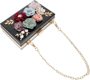 LIFKOME Women's Shoulder Bag Acrylic Flower Evening Bag Stylish Wedding Pouch for Guest