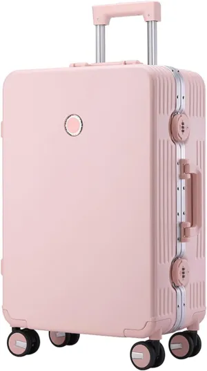 Lightweight Travel Suitcase Small Suitcase with Spinner Wheels Zipperless Carry on Luggage PC ABS,Pink,20in