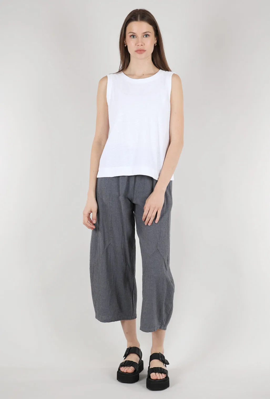 Linen-Cotton Jersey Shell, White