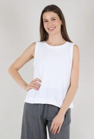 Linen-Cotton Jersey Shell, White
