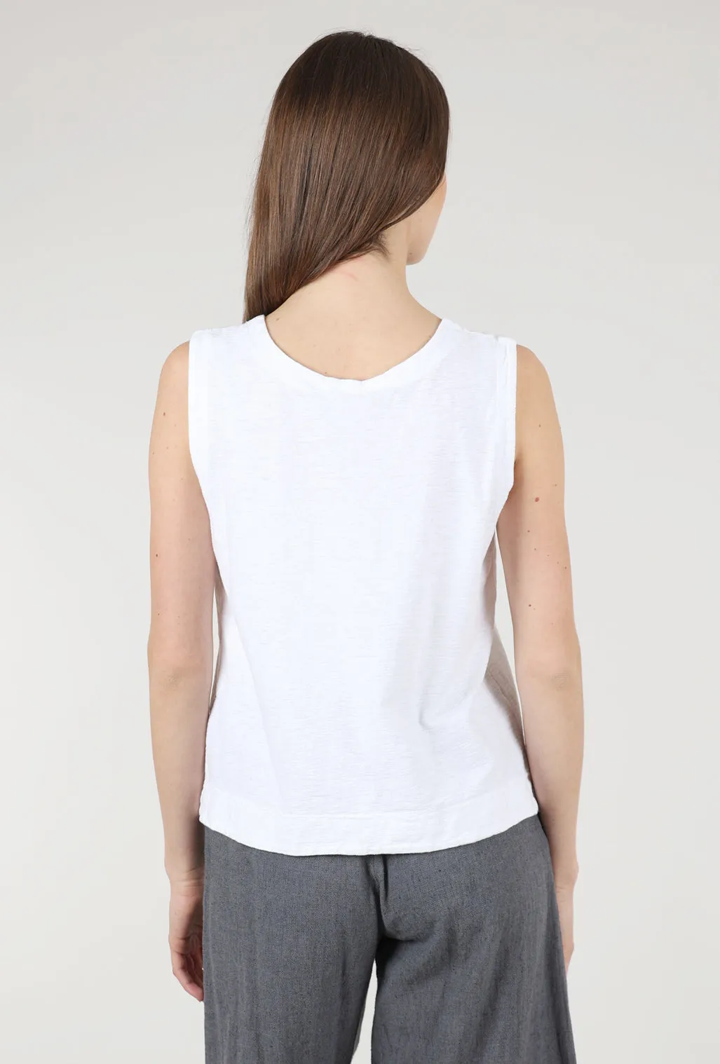 Linen-Cotton Jersey Shell, White