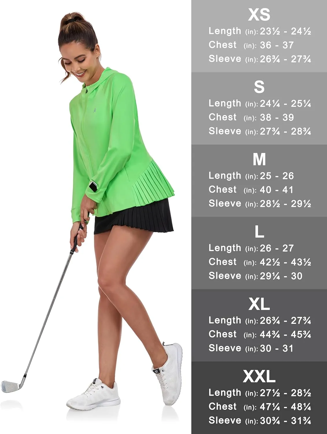 Little Donkey Andy Women's Golf Hoodie Jacket with Pleated Tennis Skirt Hem Full Zip Sun Protection Running Athletic Jackets