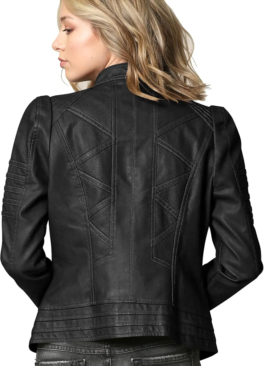 Lock and Love Women's Faux Leather Moto Biker Jacket Coat with Removable or Non-Removable Hood
