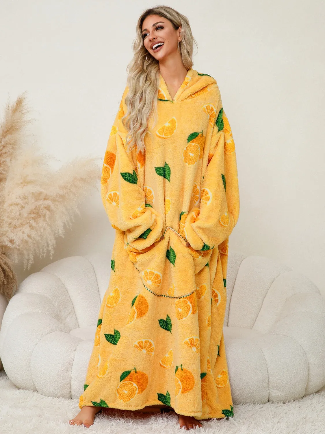 Long Sleeve Fuzzy Hooded Lounger