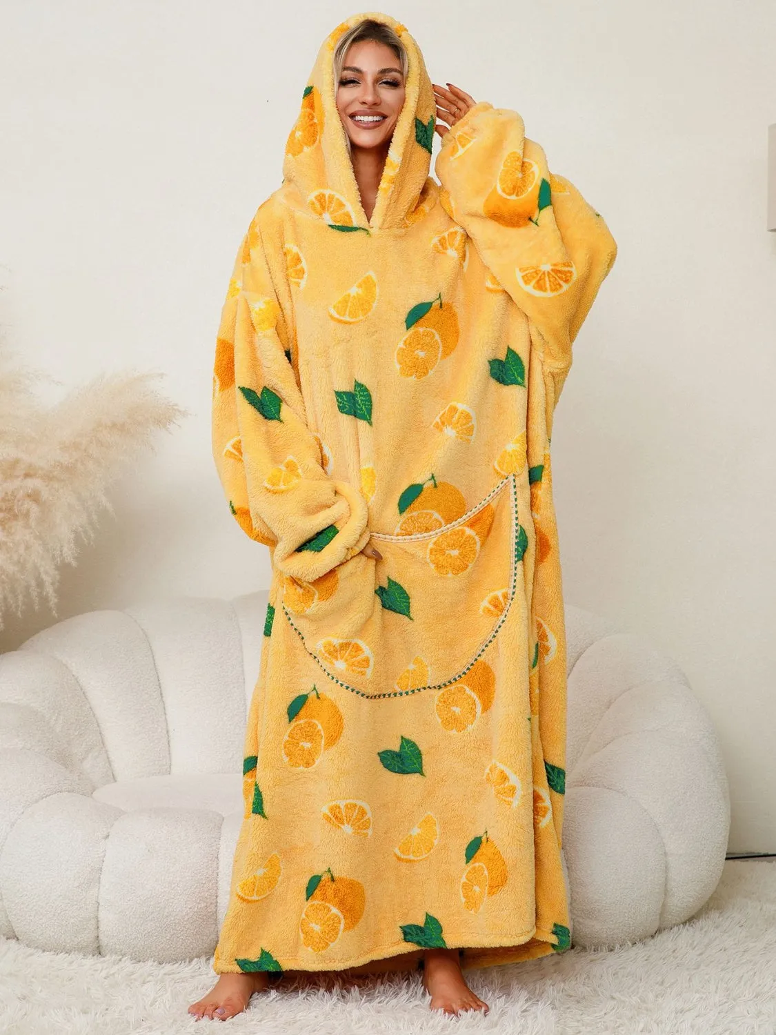 Long Sleeve Fuzzy Hooded Lounger