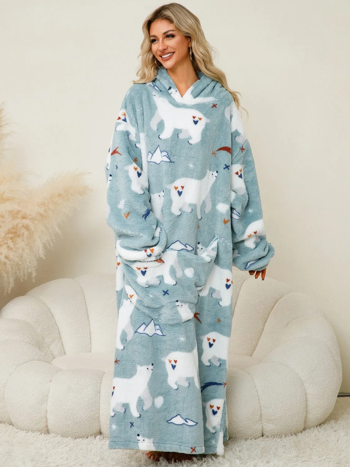 Long Sleeve Fuzzy Hooded Lounger