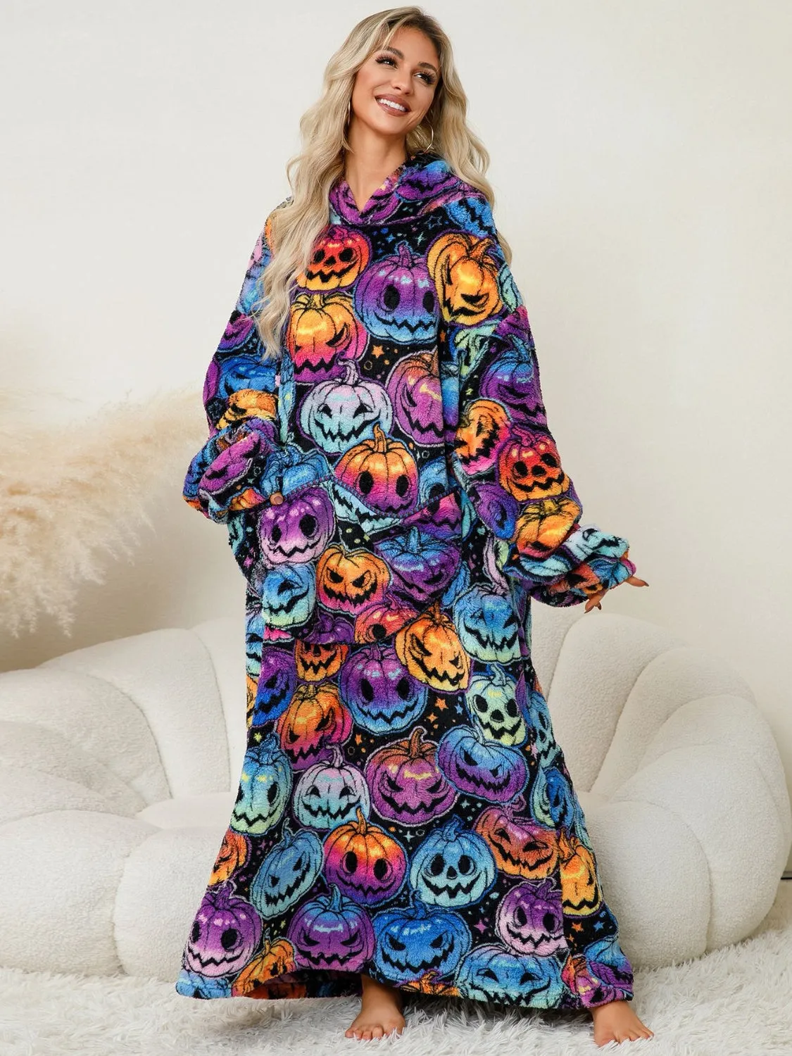 Long Sleeve Fuzzy Hooded Lounger