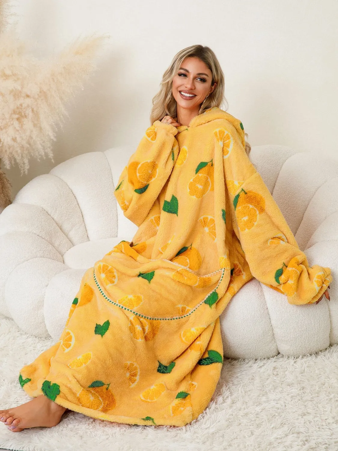 Long Sleeve Fuzzy Hooded Lounger