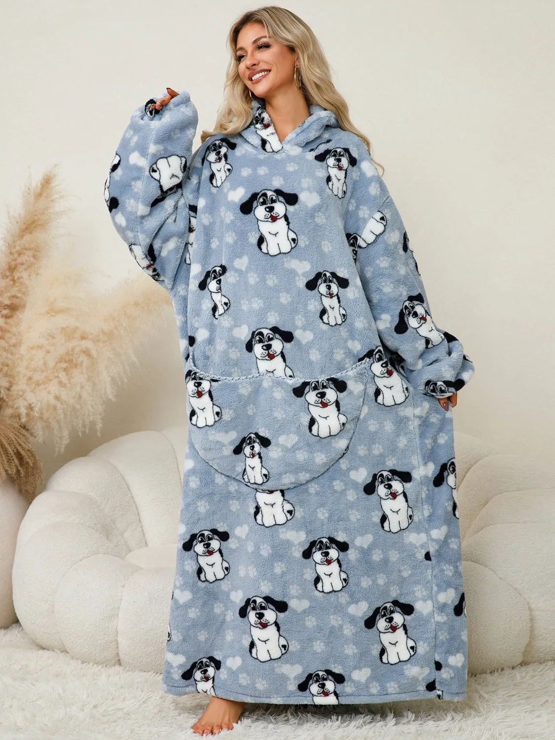 Long Sleeve Fuzzy Hooded Lounger