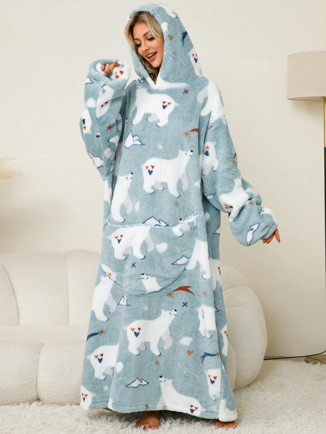 Long Sleeve Fuzzy Hooded Lounger