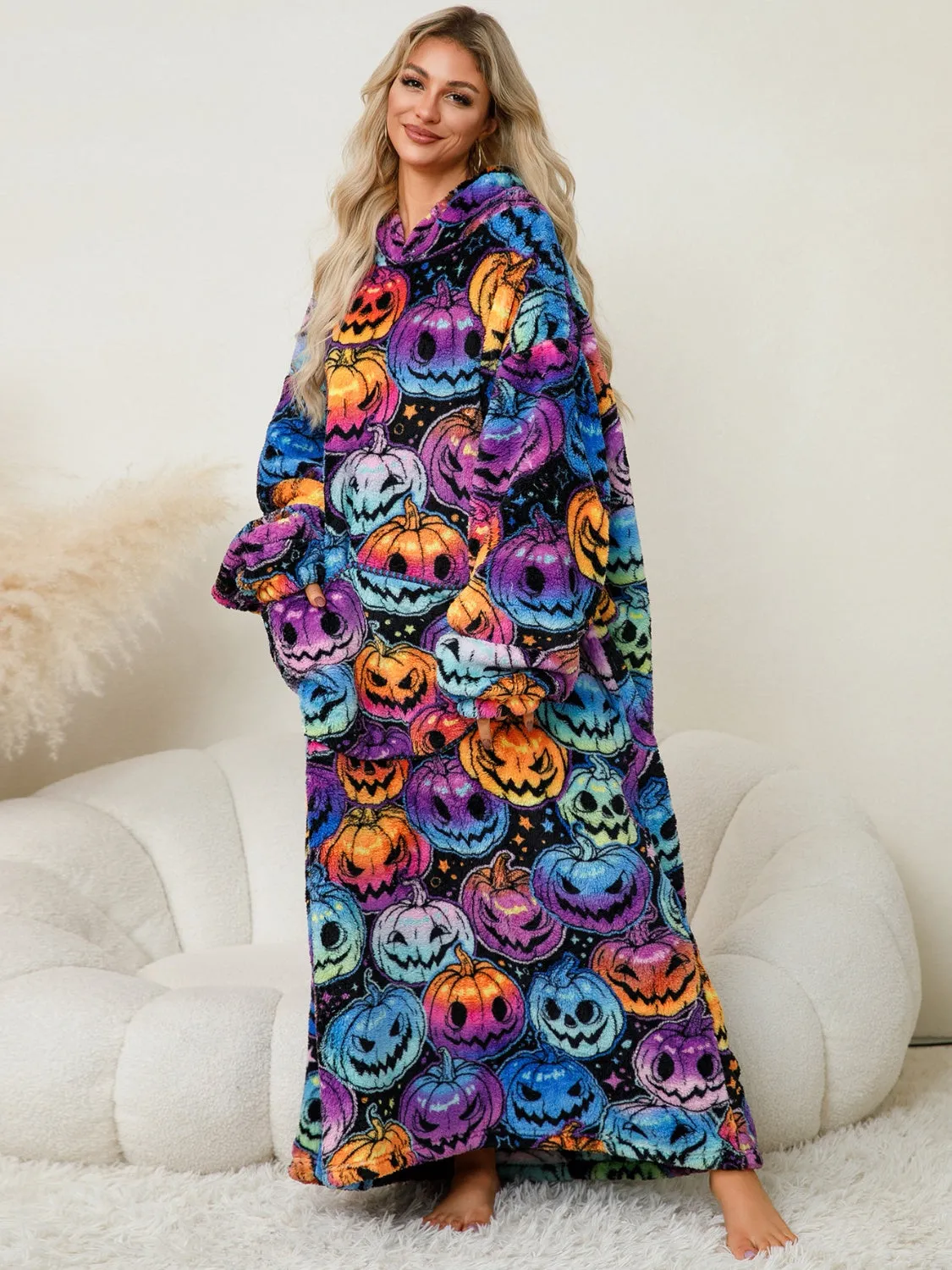 Long Sleeve Fuzzy Hooded Lounger