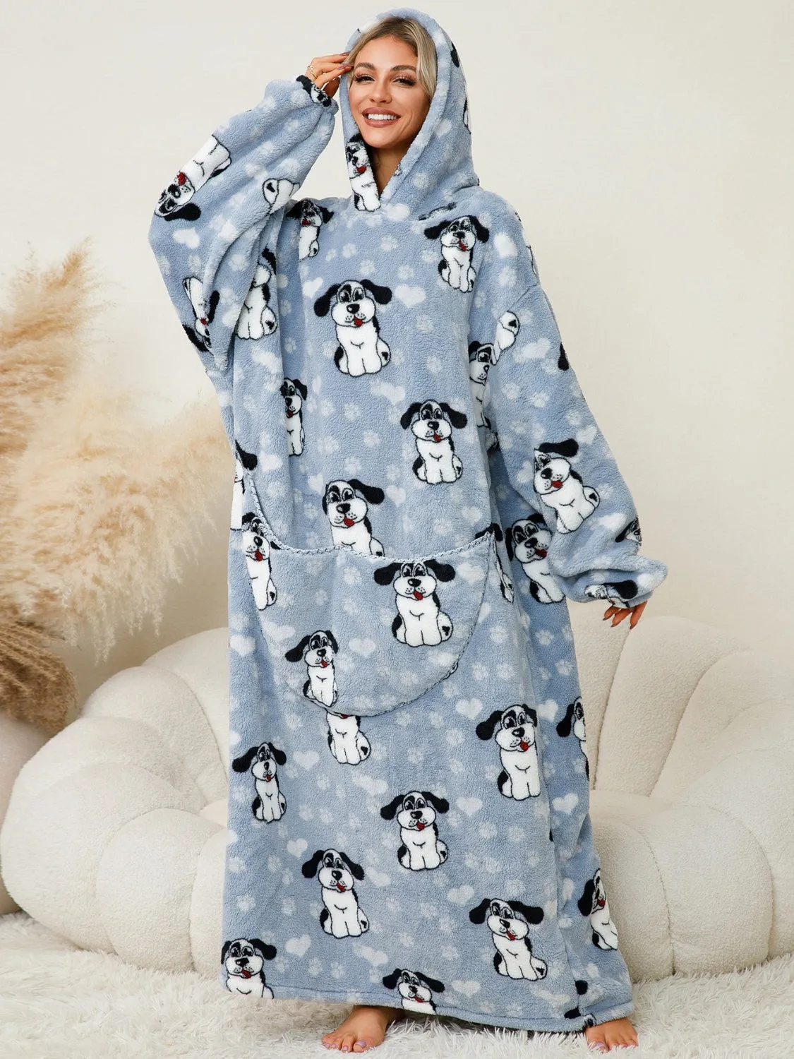 Long Sleeve Fuzzy Hooded Lounger