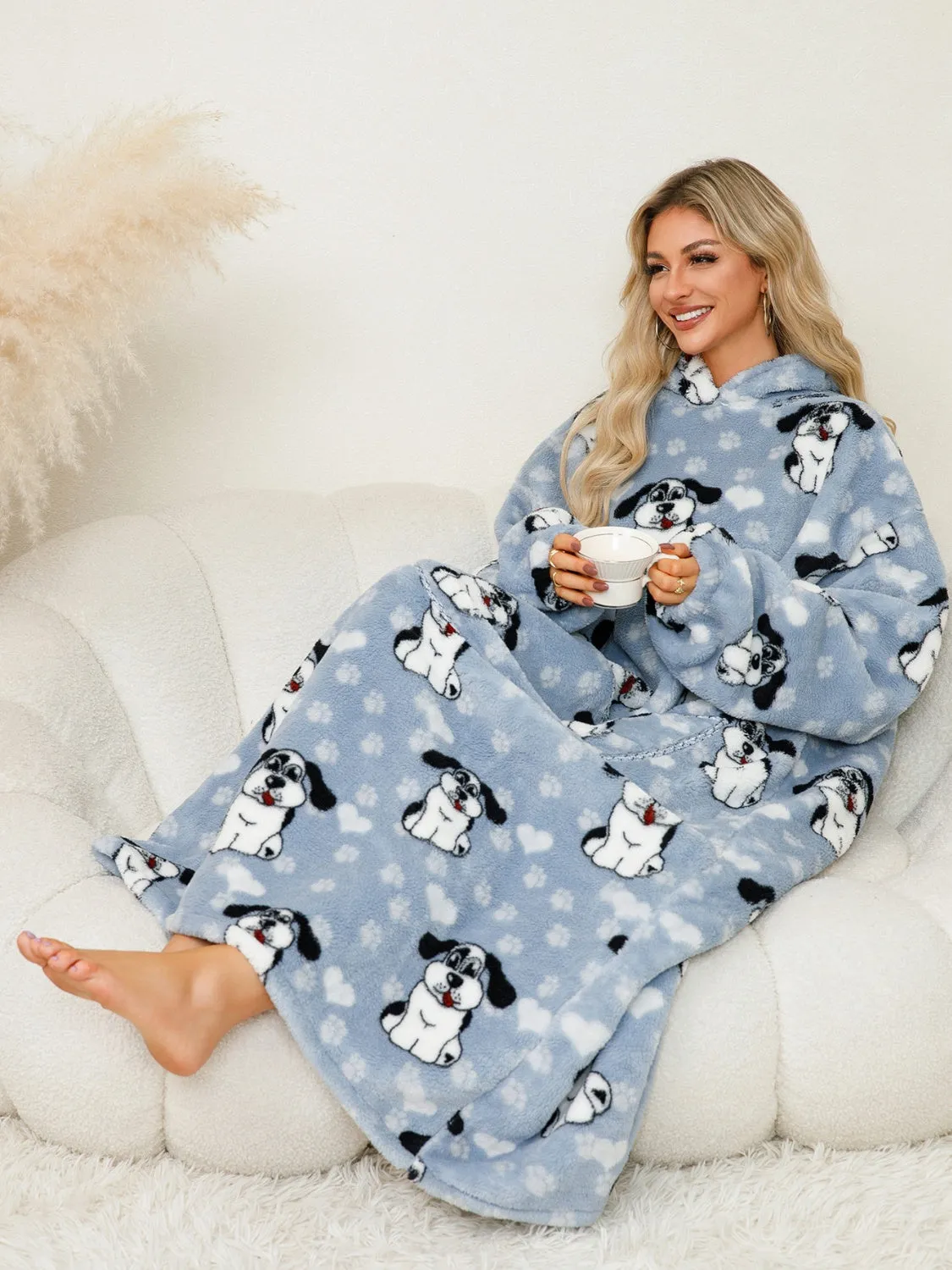 Long Sleeve Fuzzy Hooded Lounger