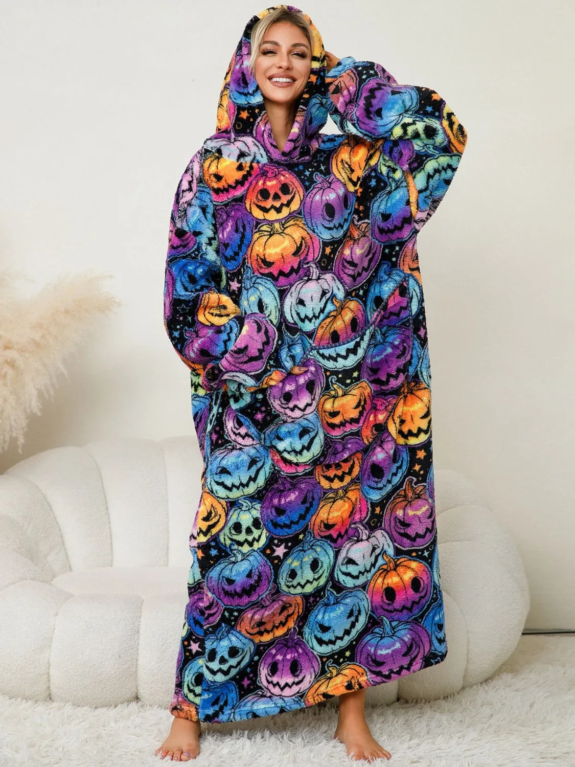Long Sleeve Fuzzy Hooded Lounger