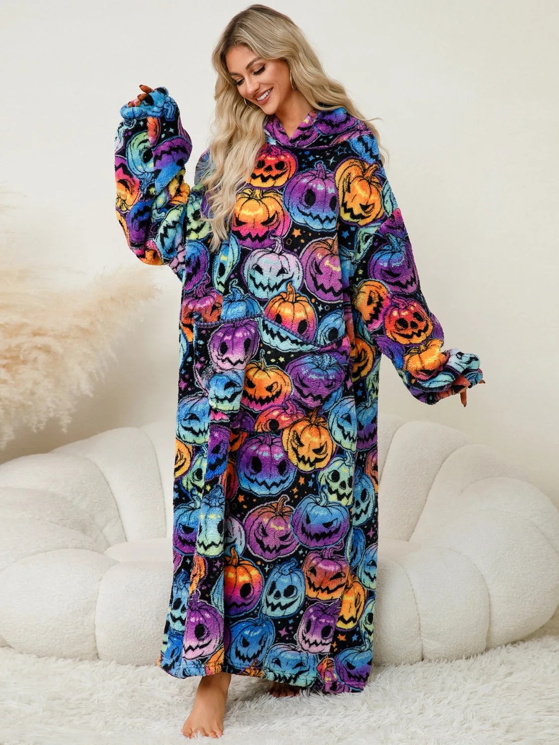 Long Sleeve Fuzzy Hooded Lounger