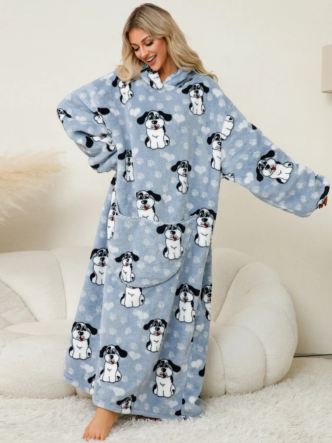 Long Sleeve Fuzzy Hooded Lounger