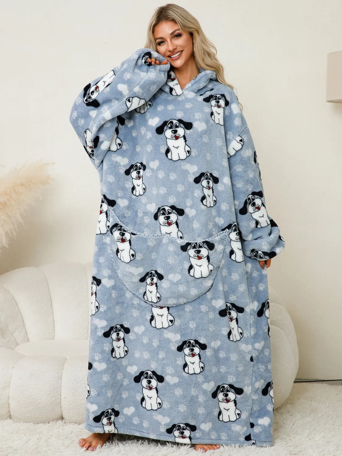 Long Sleeve Fuzzy Hooded Lounger