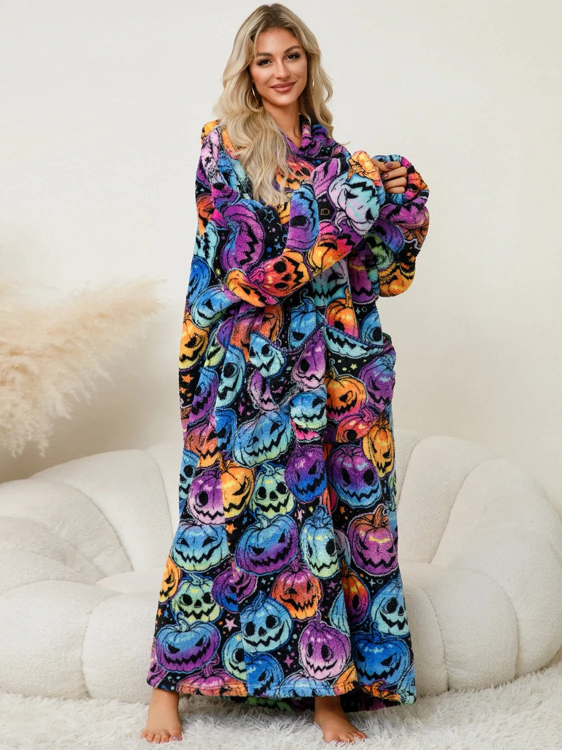Long Sleeve Fuzzy Hooded Lounger