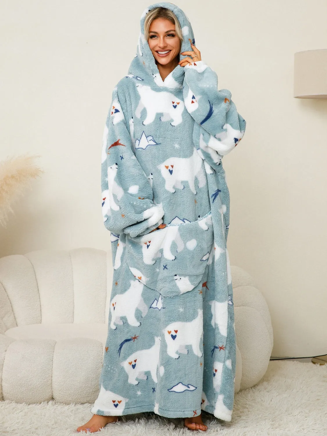 Long Sleeve Fuzzy Hooded Lounger
