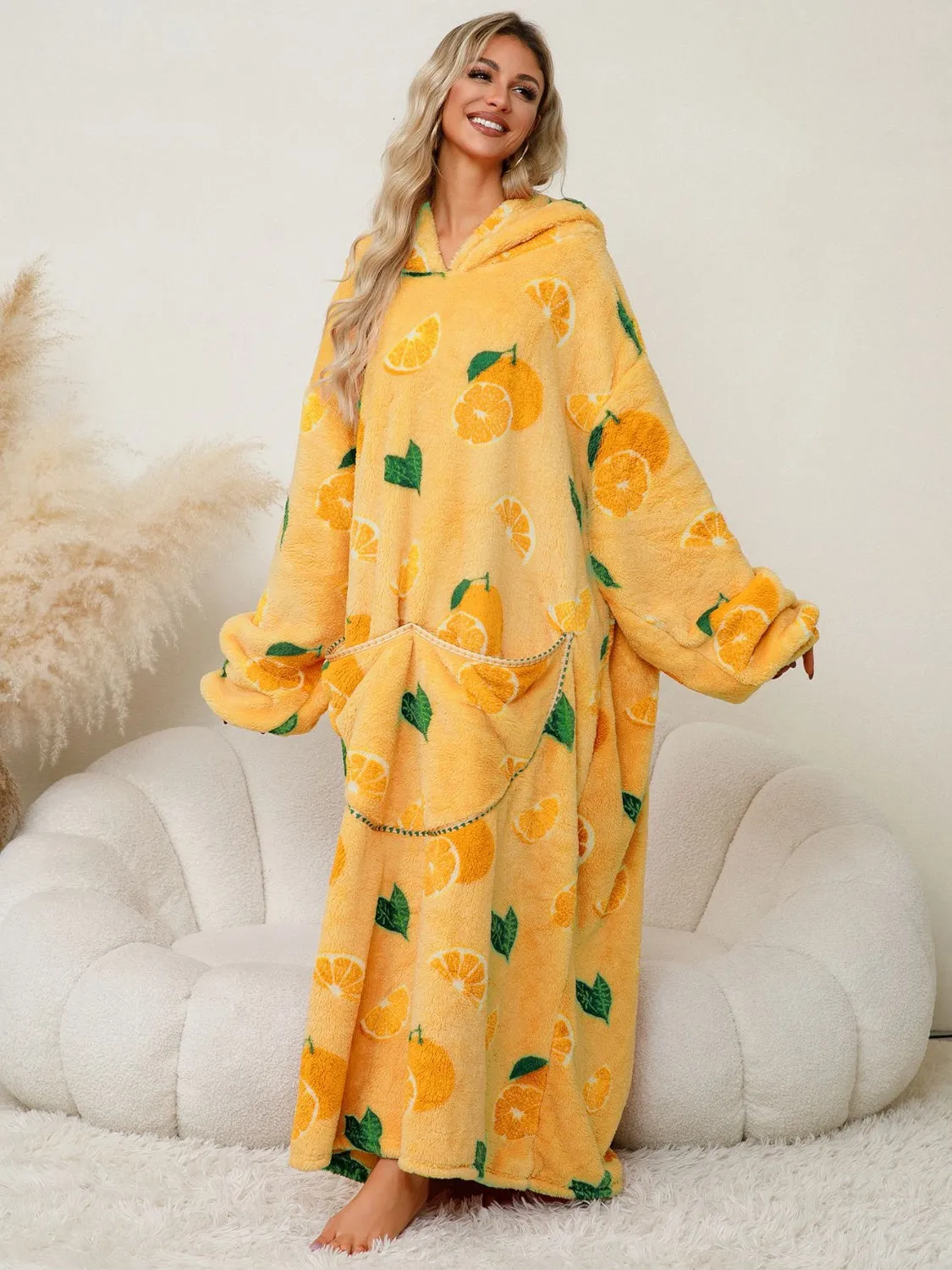 Long Sleeve Fuzzy Hooded Lounger
