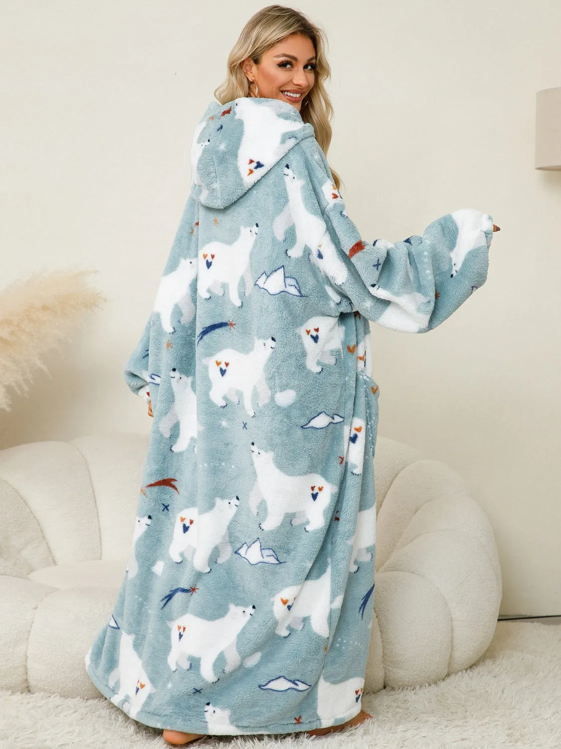 Long Sleeve Fuzzy Hooded Lounger