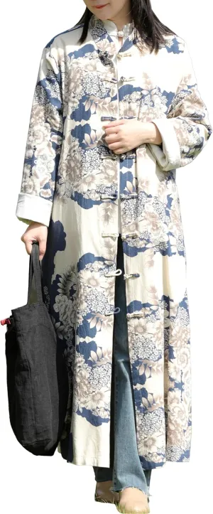LUZU JUNU Women's Trench Coat Floral Print Jacket Cottagecore Clothing Casual Plus Size multicolored Outerwear