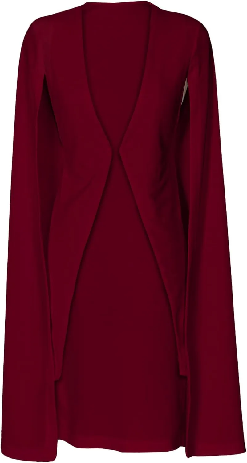 LYANER Women's Cape Long Sleeve Work Wear Blazer Jackets Long Cape Coat