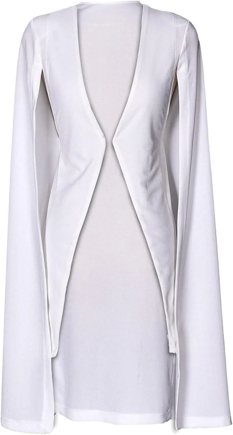 LYANER Women's Cape Long Sleeve Work Wear Blazer Jackets Long Cape Coat