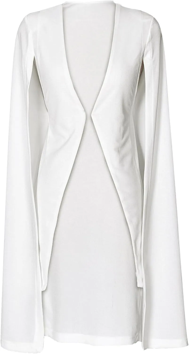 LYANER Women's Cape Long Sleeve Work Wear Blazer Jackets Long Cape Coat