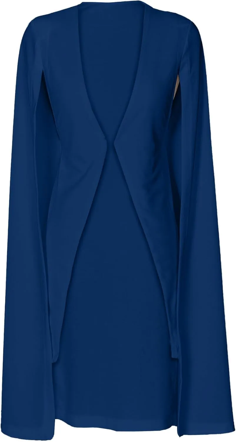 LYANER Women's Cape Long Sleeve Work Wear Blazer Jackets Long Cape Coat