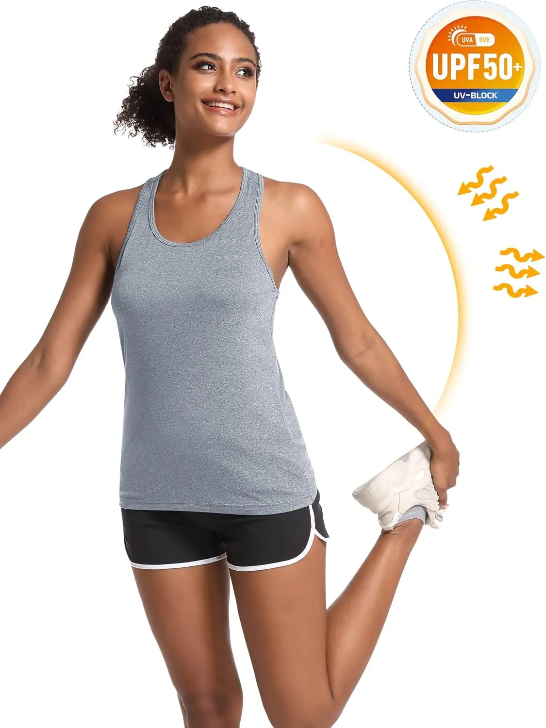 MAGCOMSEN Women's Racerback Tank Tops UPF 50  Workout Shirts Quick Dry Sun Protection Sleeveless Tops for Gym Yoga