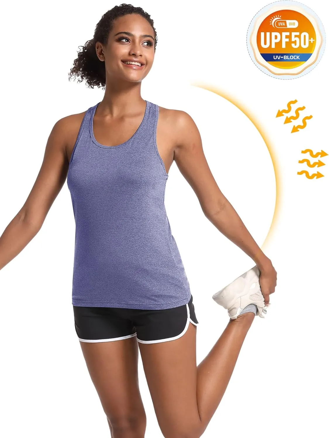 MAGCOMSEN Women's Racerback Tank Tops UPF 50  Workout Shirts Quick Dry Sun Protection Sleeveless Tops for Gym Yoga