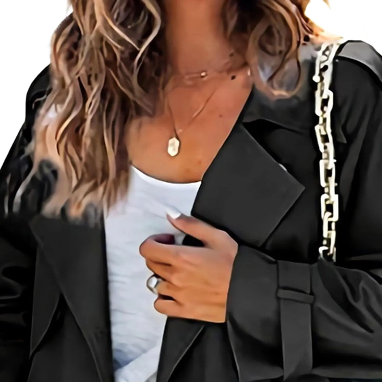 Maiyifu-GJ Trench Coat for Women Fall Winter Jackets Slim Fit Long Sleeve Windbreaker Lapel Double Breasted Trench Coat