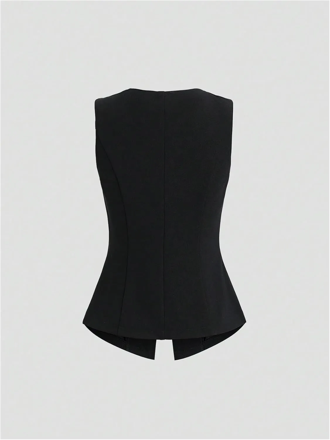 MakeMeChic Women's Vest Top Sleeveless Blazer Split Hem Button Down Dressy Suit Vest Outerwear Waistcoat