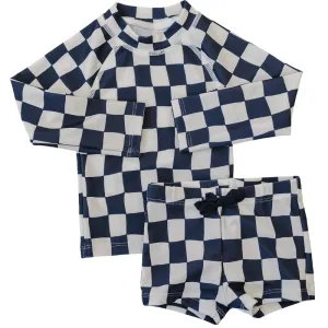 Mebie Baby - Wavy Checkered Long Sleeve Swim Set
