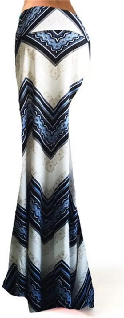 Melliflo Maxi Skirts for Women Stylish Multicolored Print High Waist Flare Long Maxi Skirt