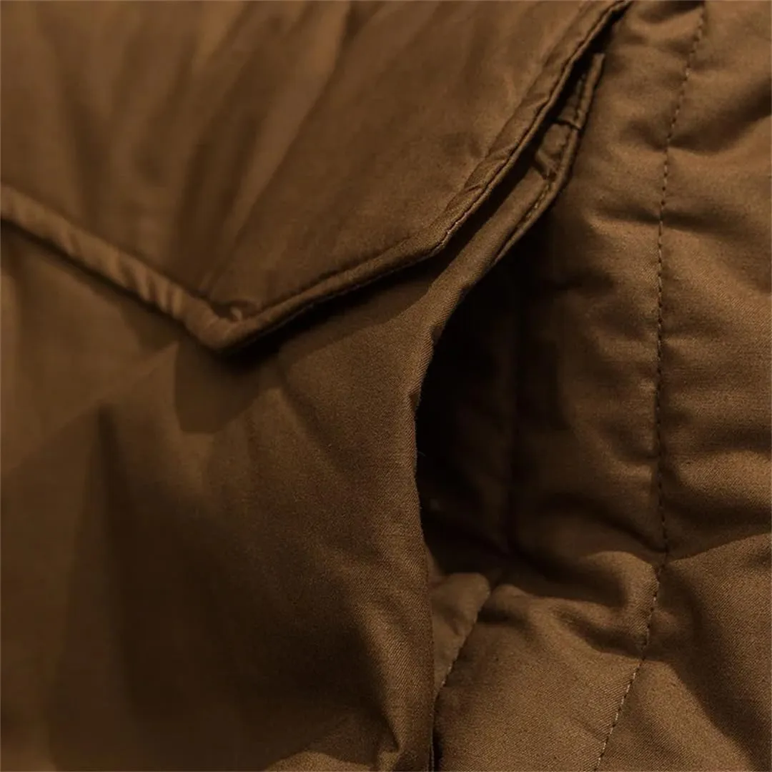 Men Solid Hooded Thick Parkas Jackets Vintage Oversized Big Pockets Cotton Padded Coat