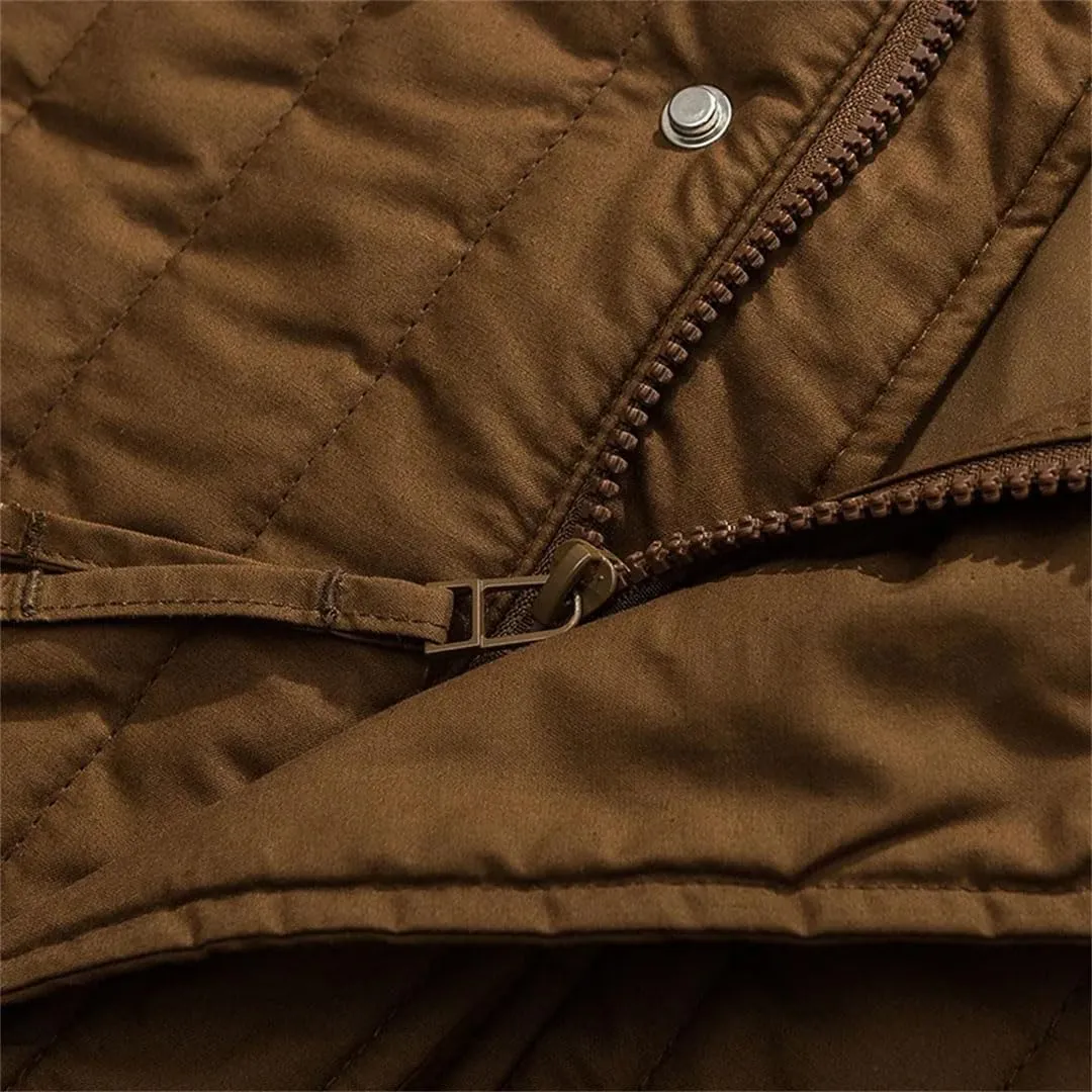 Men Solid Hooded Thick Parkas Jackets Vintage Oversized Big Pockets Cotton Padded Coat