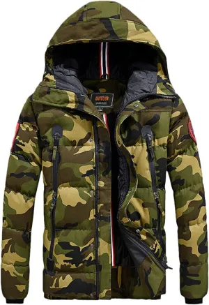 Men Warm Coat Thickens Military Overcoat Windbreaker Parka Fleece Cotton-Padded