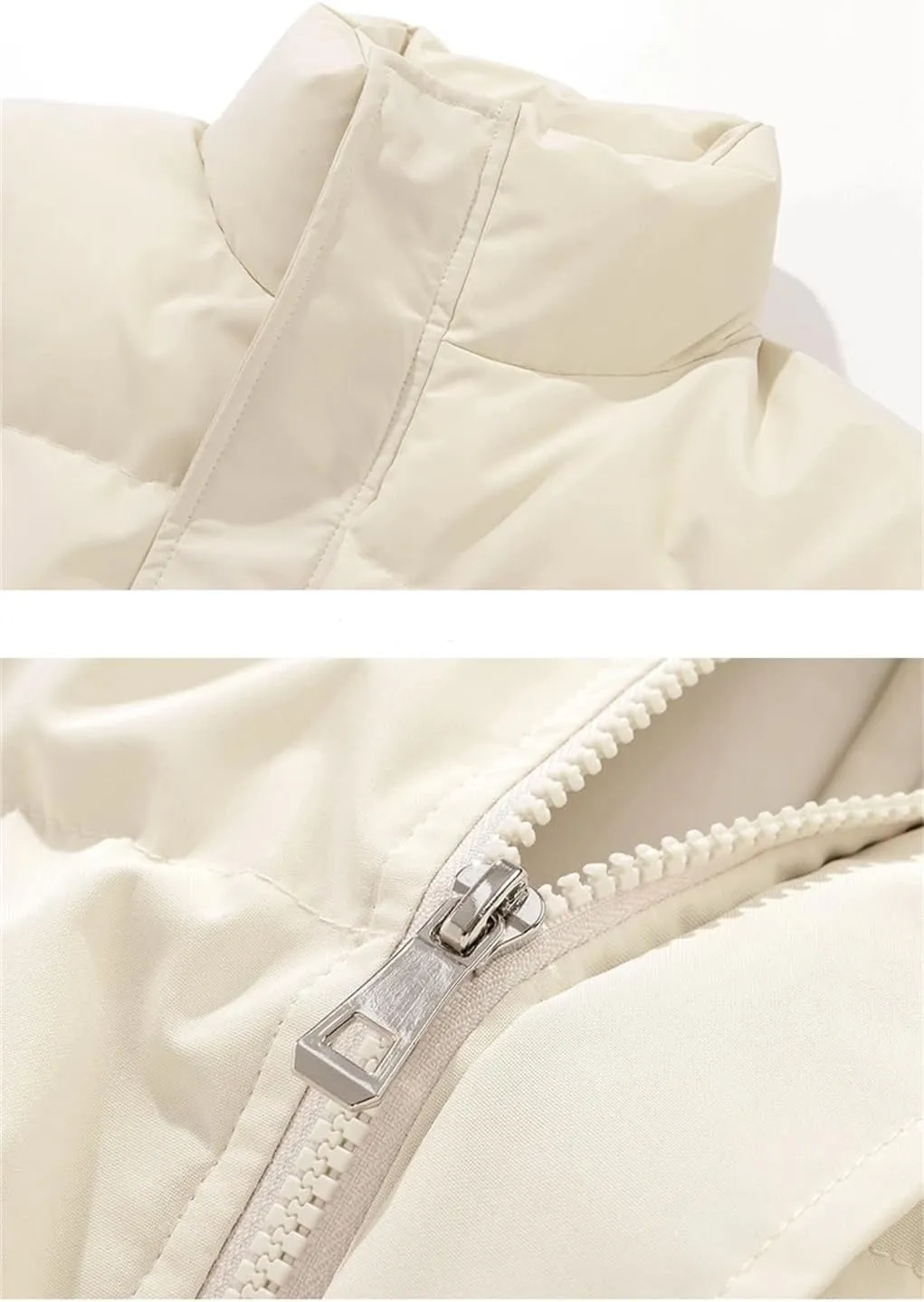 Men Zipper Button Stand Collar Cotton-Padded Casual Solid Color Long Sleeve Parka Coat