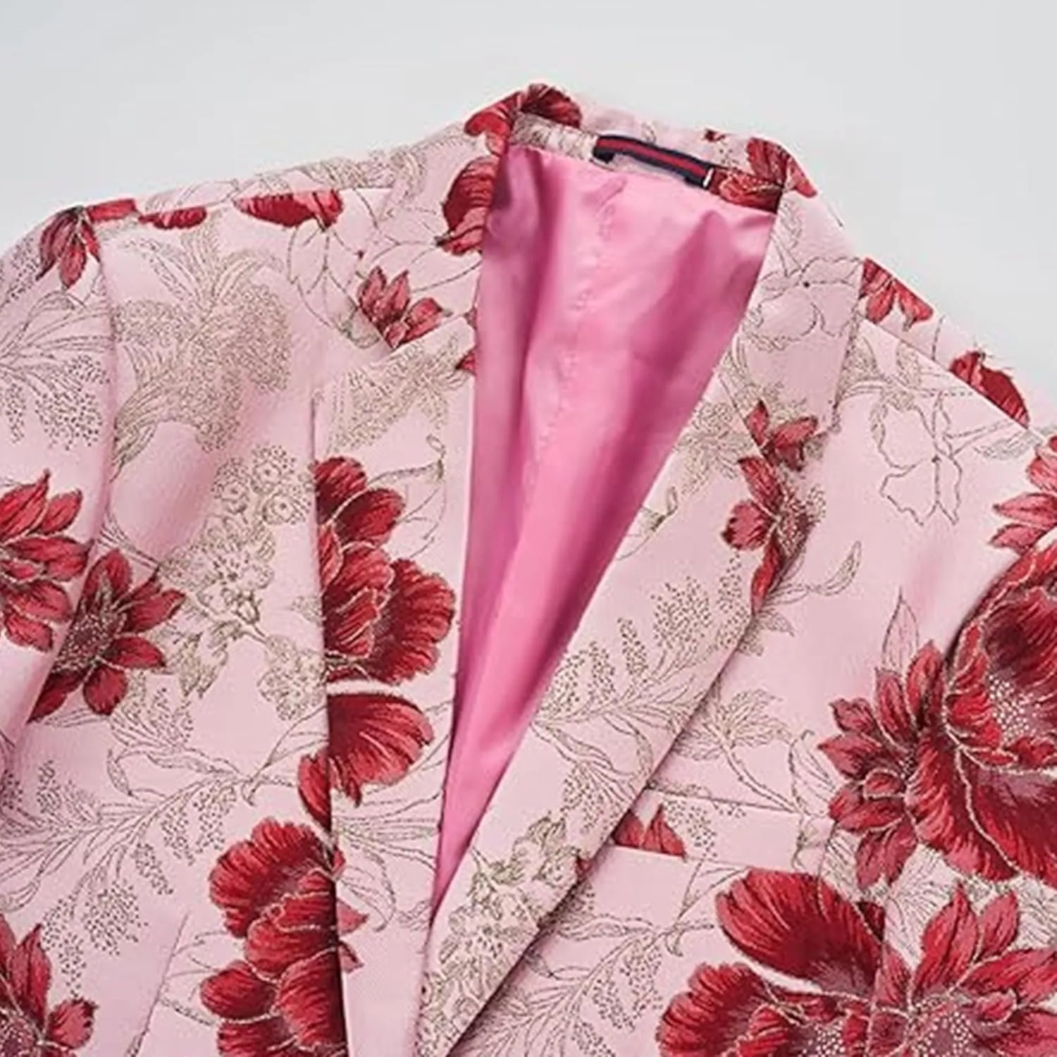 Mens 2 Piece Floral Dress Suit One Button Dinner Tuxedo Jacket & Pants Luxury Printed Wedding Blazer