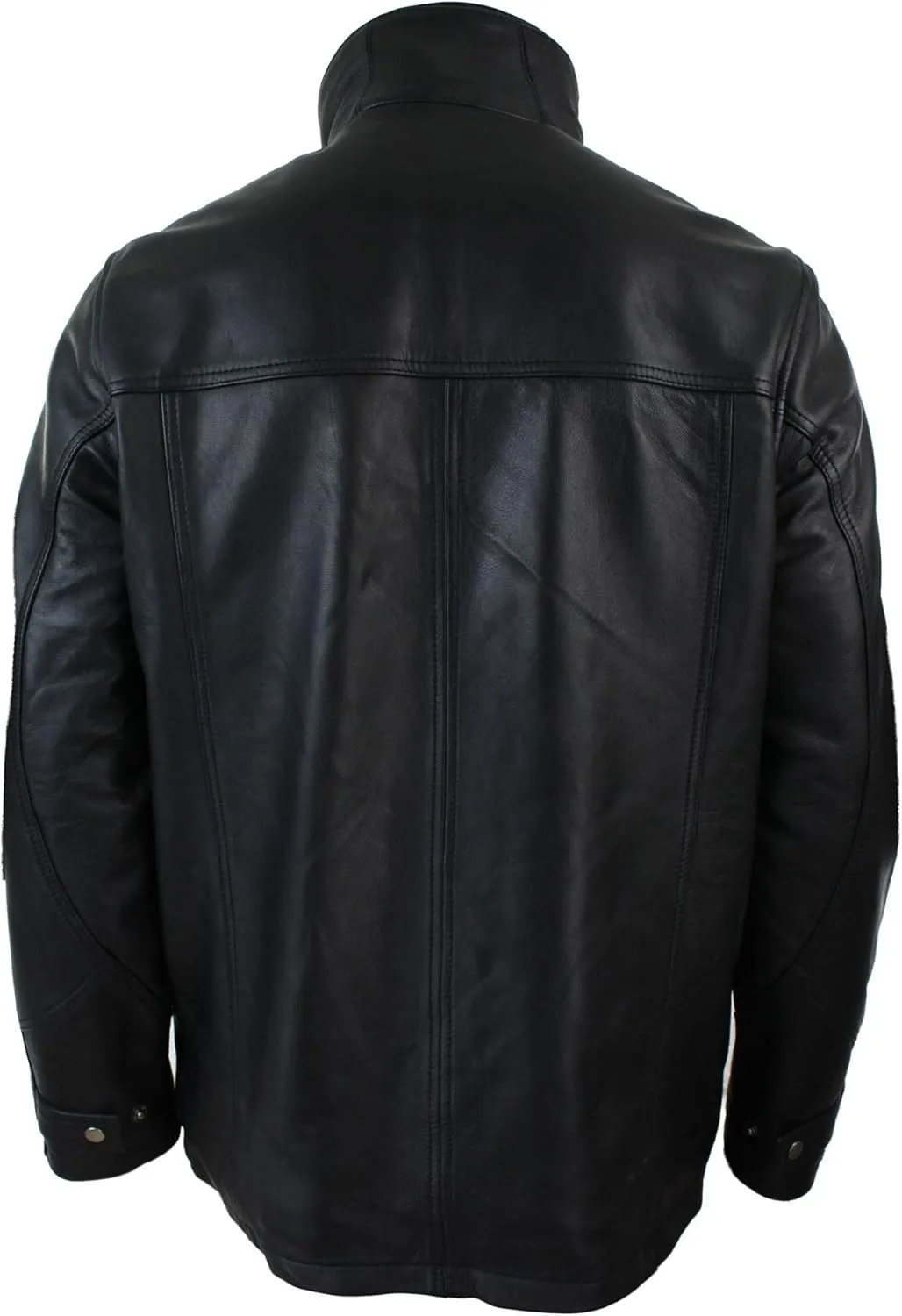 Mens 3/4 Real Leather Safari Jacket Overcoat Removable Double Zip Black Brown
